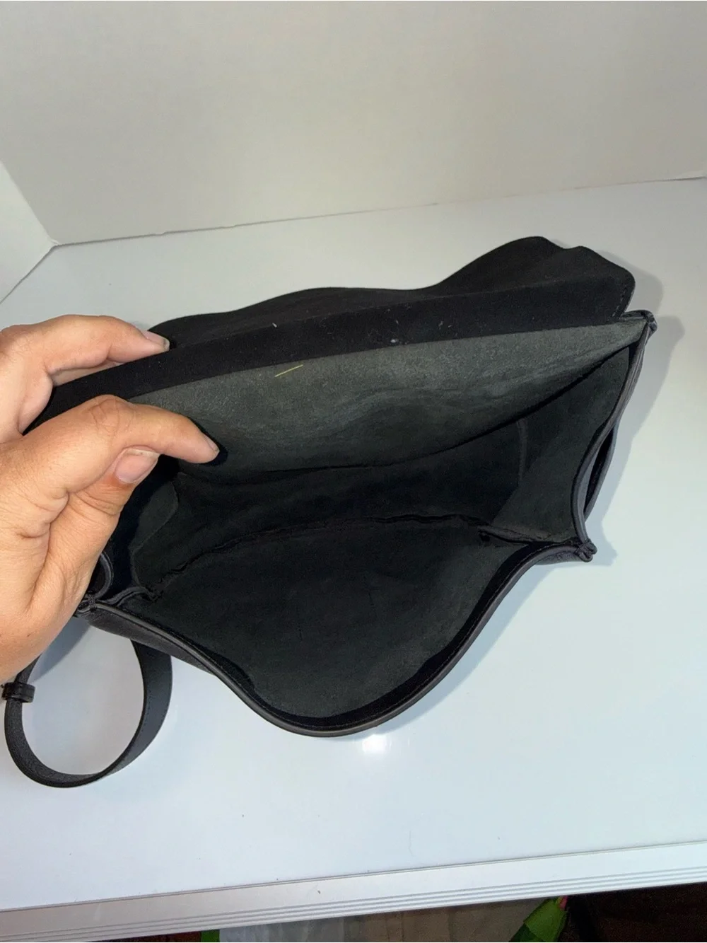 HARLEY DAVIDSON Embossed Single Strap Black Biker Leather Messenger Bag
